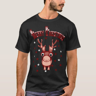 メリークリスマスのトナカイの Tシャツ