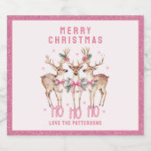 メリークリスマスのトナカイパーソナライズされたの名前 スパークリングワインラベル (シングルラベル)