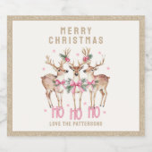 メリークリスマスのトナカイパーソナライズされたの名前 スパークリングワインラベル (シングルラベル)