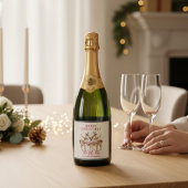 メリークリスマスのトナカイパーソナライズされたの名前 スパークリングワインラベル