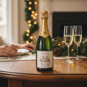 メリークリスマスのトナカイパーソナライズされたの名前 スパークリングワインラベル