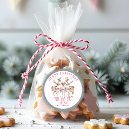 メリークリスマスのトナカイパーソナライズされたの名前 ラウンドシール