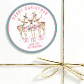 メリークリスマスのトナカイパーソナライズされたの名前 ラウンドシール