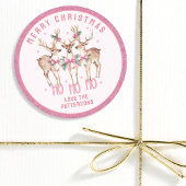 メリークリスマスのトナカイパーソナライズされたの名前 ラウンドシール