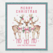 メリークリスマスのトナカイパーソナライズされたの名前 ワインラベル (シングルラベル)