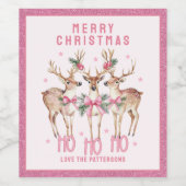 メリークリスマスのトナカイパーソナライズされたの名前 ワインラベル (シングルラベル)