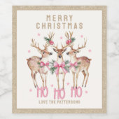 メリークリスマスのトナカイパーソナライズされたの名前 ワインラベル (シングルラベル)