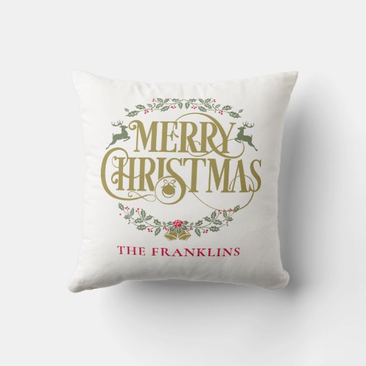 メリークリスマスのトナカイパーソナライズされたズ一家 クッション