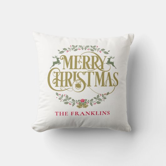 メリークリスマスのトナカイパーソナライズされたズ一家 クッション (正面)