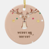 メリークリスマスのトナカイメリーと明るいオーナメント セラミックオーナメント (正面)