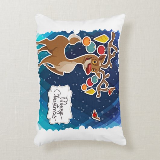 メリークリスマスのトナカイ アクセントクッション (正面(垂直))