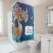 メリークリスマスのトナカイ シャワーカーテン (インサイチュ)