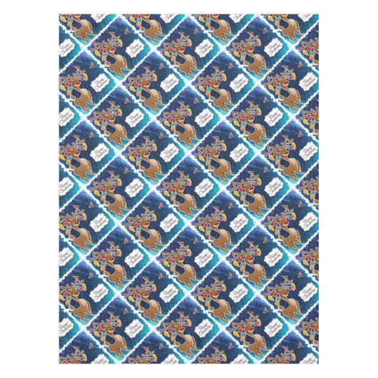 メリークリスマスのトナカイ テーブルクロス (正面)