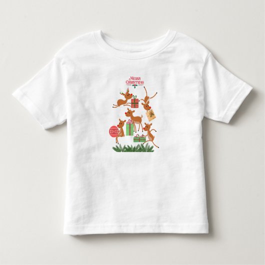 メリークリスマスのトナカイ トドラーTシャツ (正面)