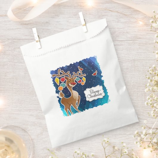 メリークリスマスのトナカイ フェイバーバッグ (クリップ留めされた状態)