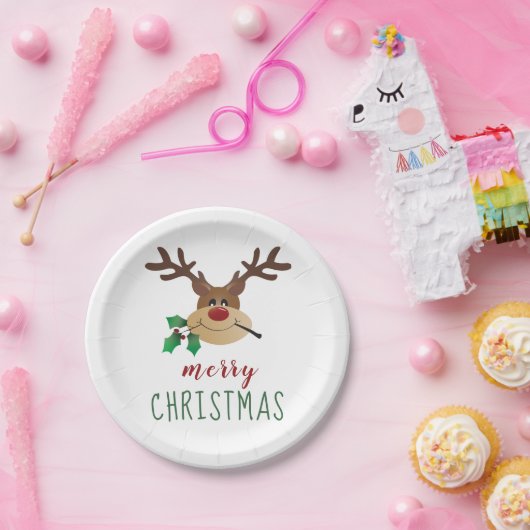 メリークリスマスのトナカイ ペーパープレート (パーティー)
