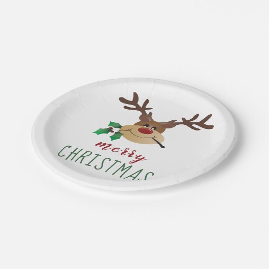 メリークリスマスのトナカイ ペーパープレート (アングル)