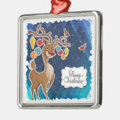 メリークリスマスのトナカイ メタルオーナメント (左)