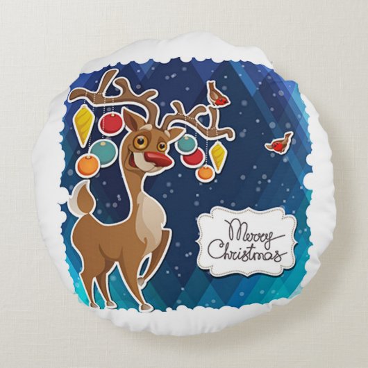メリークリスマスのトナカイ ラウンドクッション (裏面)