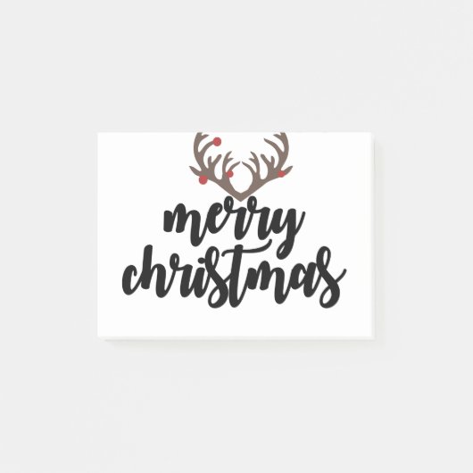 メリークリスマスのトナカイ〔雄ジカの〕枝角家族の贈り物 ポストイット (正面)