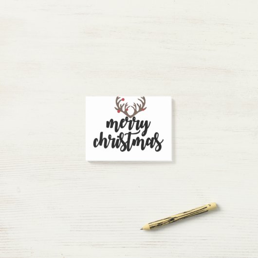 メリークリスマスのトナカイ〔雄ジカの〕枝角家族の贈り物 ポストイット (デスク上)