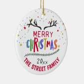 メリークリスマスのトナカイ〔雄ジカの〕枝角達成セラム セラミックオーナメント (右)