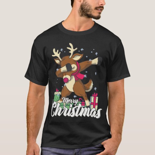 メリークリスマスのトナカイ Tシャツ (正面)