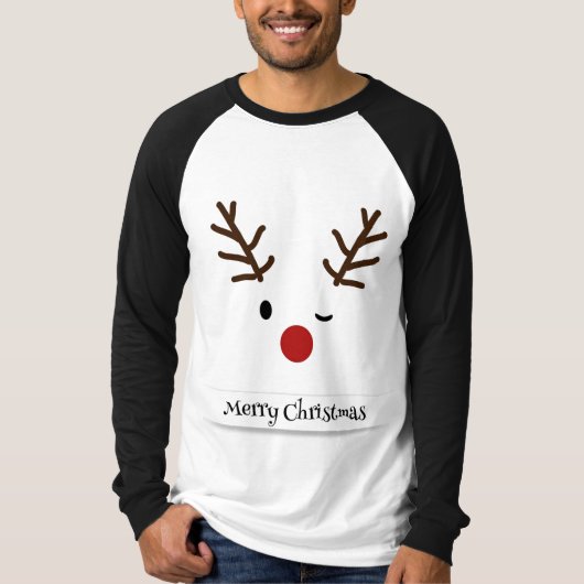 メリークリスマスのトナカイ Tシャツ (正面)