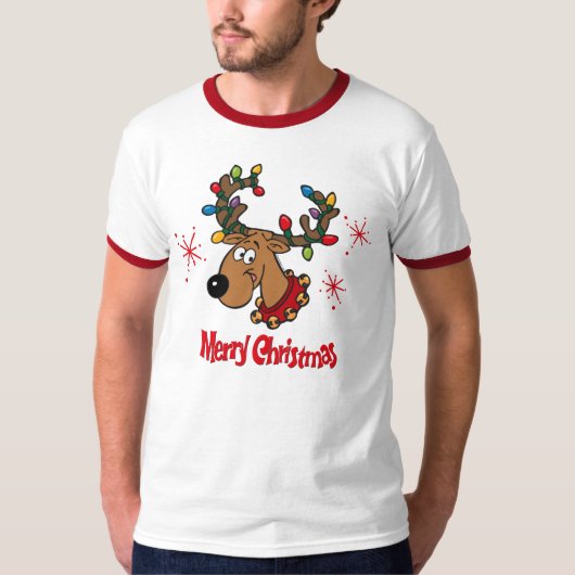 メリークリスマスのトナカイ Tシャツ (正面)