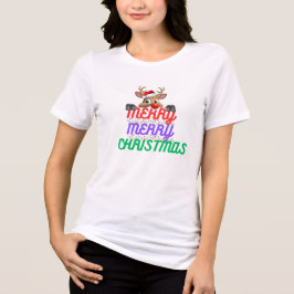 メリークリスマスのトナカイTシャツ トライブレンドＴシャツ
