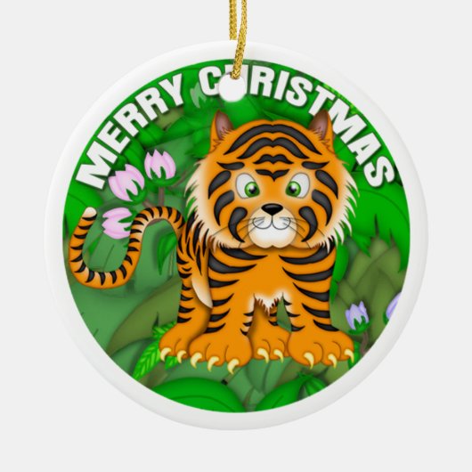 メリークリスマスのトラ セラミックオーナメント (正面)