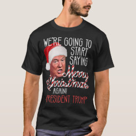 メリークリスマスのドナルド・トランプ大統領と言う Tシャツ