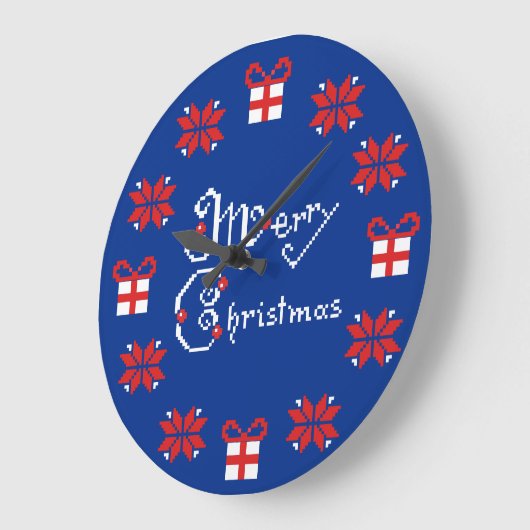 メリークリスマスのノルウェー人のオーナメント ラージ壁時計 (傾斜)