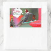 メリークリスマスのハチドリ 長方形シール (バッグ)