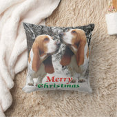 メリークリスマスのバセットハウンド クッション (ブランケット)
