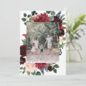 メリークリスマスのバーガンディの花模様の写真の時事通信 シーズンカード (スタンド正面)