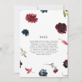 メリークリスマスのバーガンディの花模様の写真の時事通信 シーズンカード (裏面)