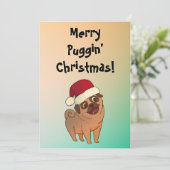 メリークリスマスのパグの休日のグリーティングカード シーズンカード (スタンド正面)