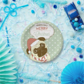 メリークリスマスのパグの紙のパーティーのプレート ペーパープレート (パーティー)