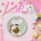 メリークリスマスのパグの紙のパーティーのプレート ペーパープレート (パーティー)