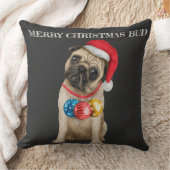メリークリスマスのパグ クッション (ブランケット)