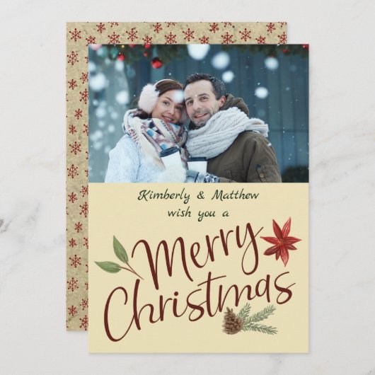 メリークリスマスのパーソナライズな写真の休日 シーズンカード (正面/裏面)