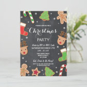 メリークリスマスのパーティーのクッキー交換ジンジャーブレッド 招待状 (スタンド正面)