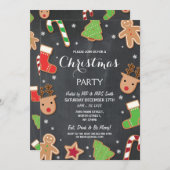 メリークリスマスのパーティーのクッキー交換ジンジャーブレッド 招待状 (正面/裏面)