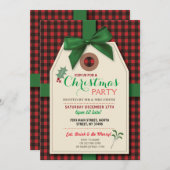 メリークリスマスのパーティーのラベルの点検のクリスマスの招待 招待状 (正面/裏面)