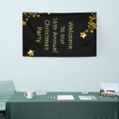 メリークリスマスのパーティーの歓迎の文字の黒の金ゴールド 横断幕 (トレードショー)