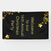 メリークリスマスのパーティーの歓迎の文字の黒の金ゴールド 横断幕 (横)