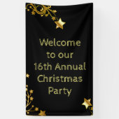 メリークリスマスのパーティーの歓迎の文字の黒の金ゴールド 横断幕 (縦)