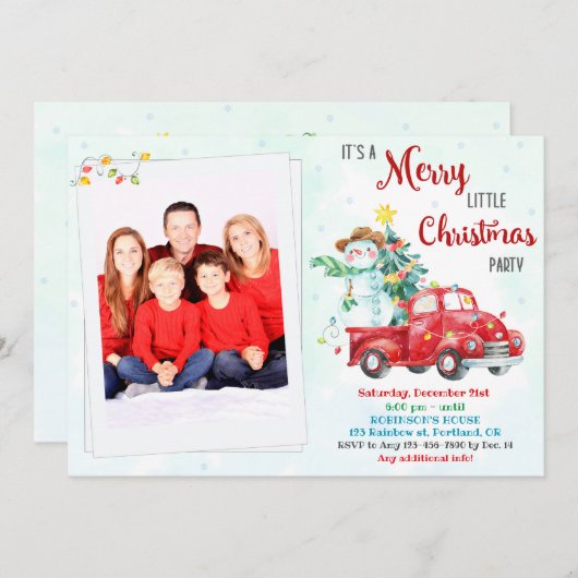 メリークリスマスのパーティー 招待状 (正面/裏面)