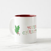 メリークリスマスのヒイラギのマグ ツートーンマグカップ (正面左)